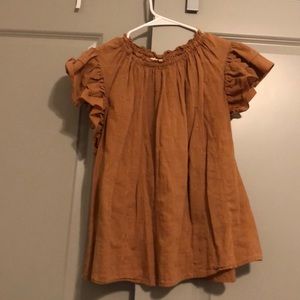 Light Brown Embroidered Top